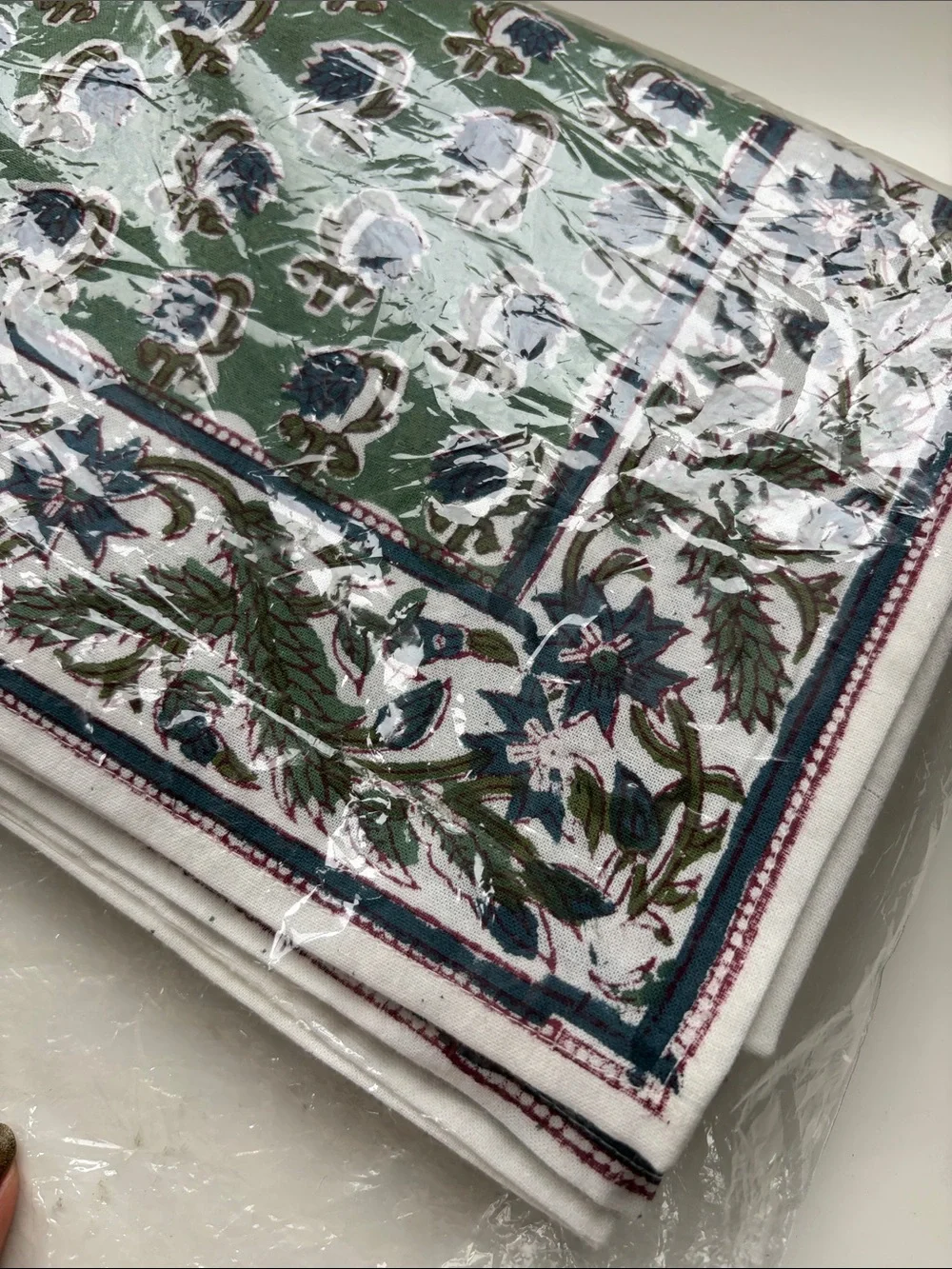 CPC Tablecloth 100% Cotton 60x60 Inch Indian Block Print Square Table Cover,